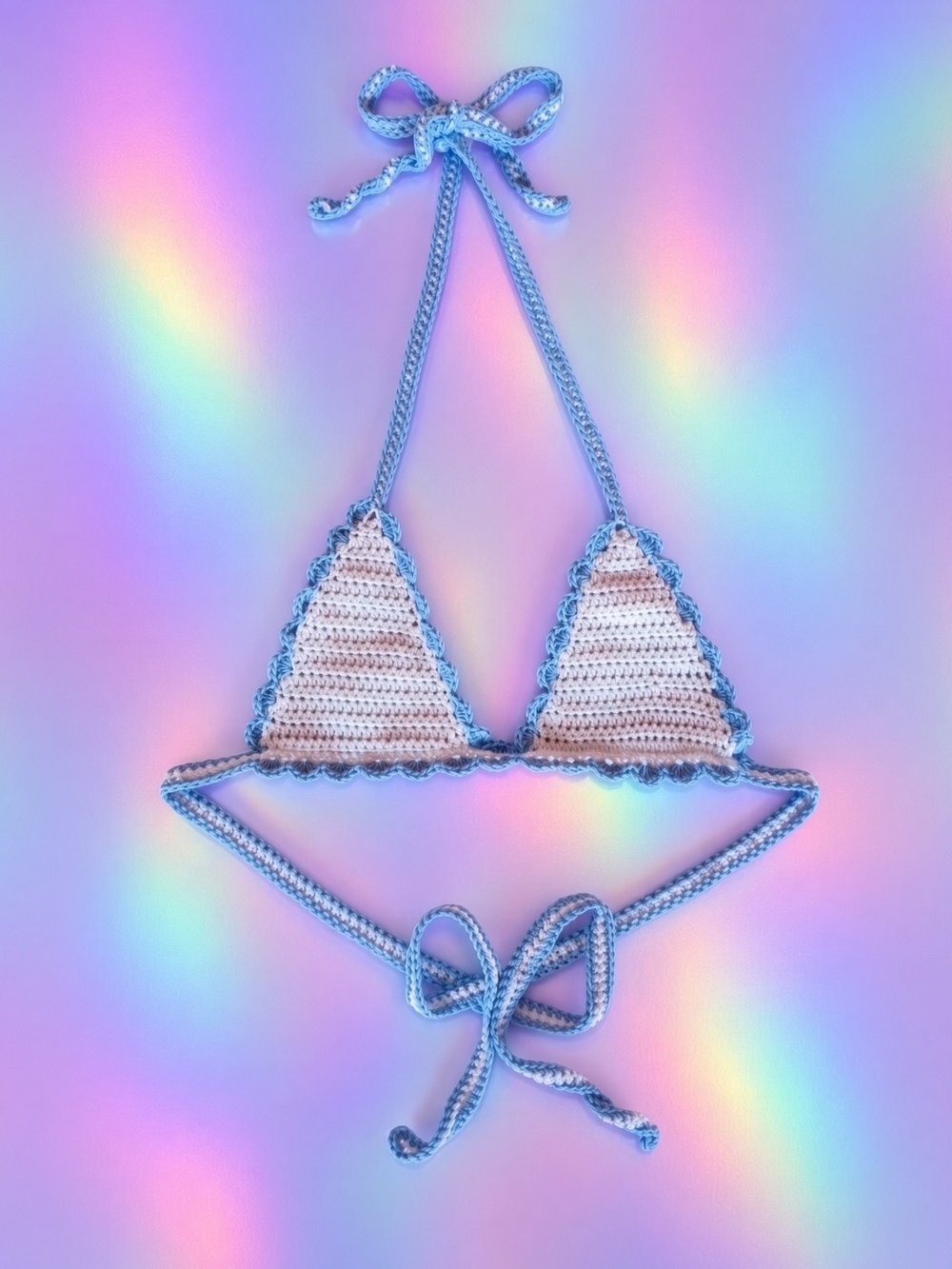 Blue & White Triangle Crochet Top